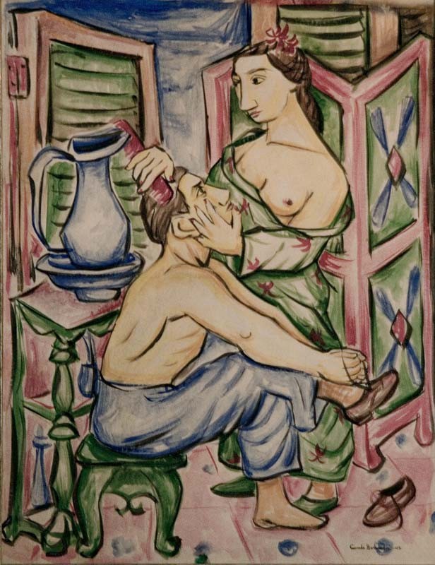 Study Of Mujer Peinando A Su Amante by Cundo Bermudez Delgado, 1945 